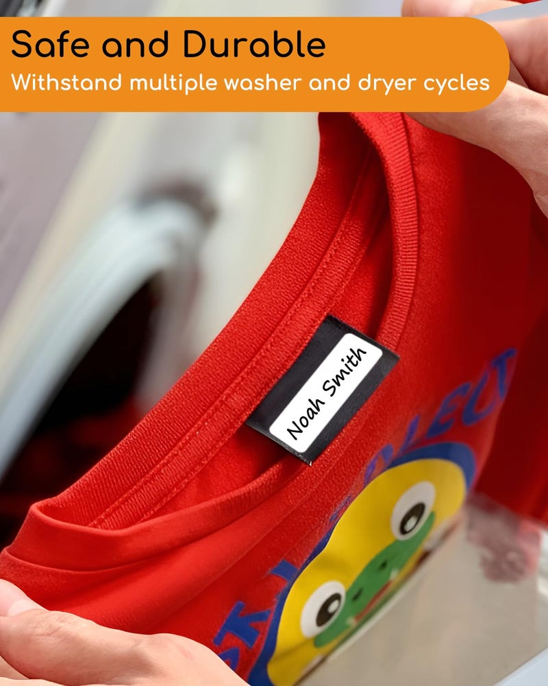 CHUBBIEE All Purpose No-Iron Kids Clothing Labels, Self-Stick Write-On Fabric Labels for Camp, School, Daycare, Nursing Care, Toys, Organizing, Washer & Dryer Safe, Pack of 80 - Image 5